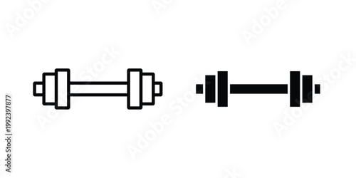 Barbell icon design concept. Stroke and flat icons set