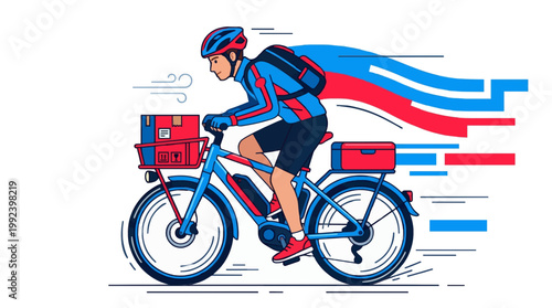 Cyclist in motion on racing bicycle.