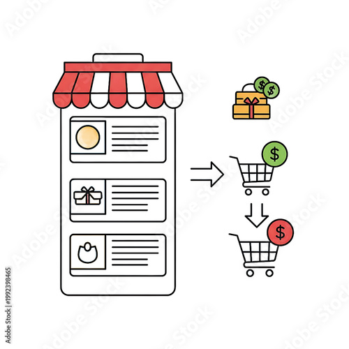 Ecommerce shopping cart on mobile.