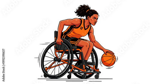 Wheelchair Basketball Player In Action.