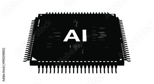 Artificial intelligence processor microchip silhouette top view