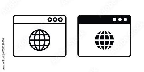 Browser icon design concept. Stroke and flat icons set