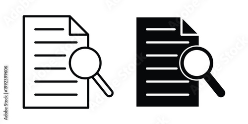 Case studies icon design concept. Stroke and flat icons set
