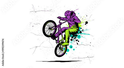 BMX Rider Performing Wheelie