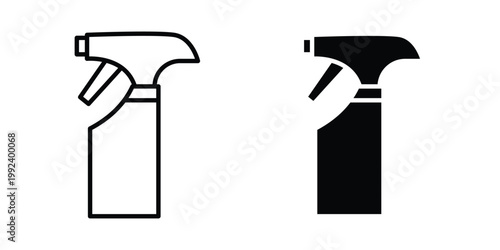 Cleaning spray icon design concept. Stroke and flat icons set