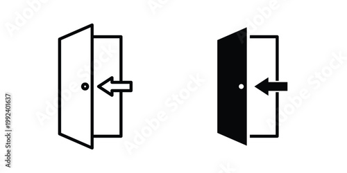 Entrance door icon design concept. Stroke and flat icons set