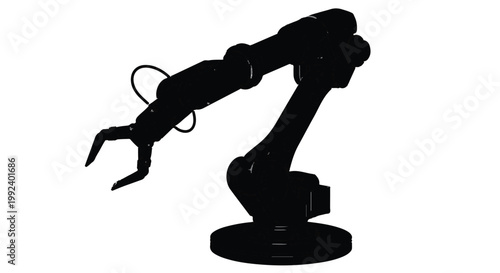 Industrial robotic arm silhouette, mechanical robot claw, automation technology, manufacturing machine, factory robotics, industrial automation, robotic engineering