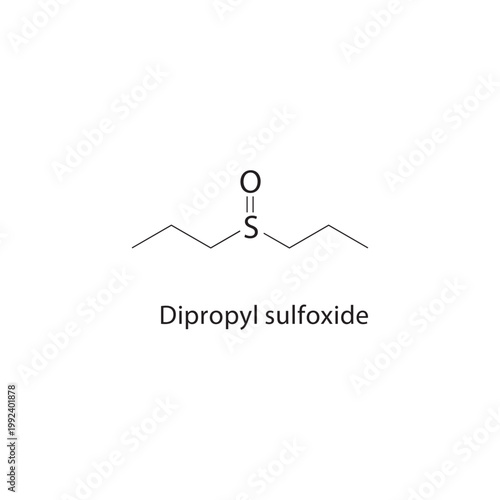 Dipropyl sulfoxide skeletal structure. sulfoxide compound schematic illustration. Simple diagram, chemical formula.