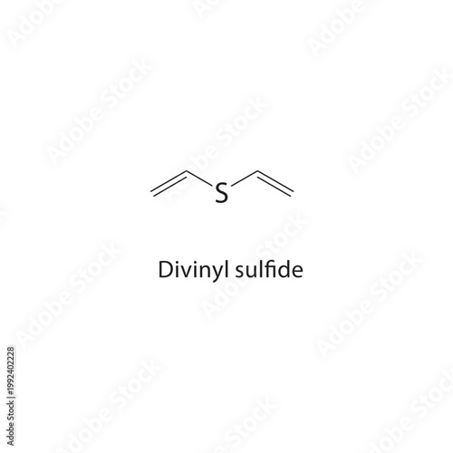 Divinyl sulfide skeletal structure. sulfide compound schematic illustration. Simple diagram, chemical formula.