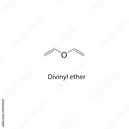 Divinyl ether skeletal structure. ether compound schematic illustration. Simple diagram, chemical formula.