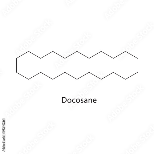 Docosane skeletal structure. alkane compound schematic illustration. Simple diagram, chemical formula.