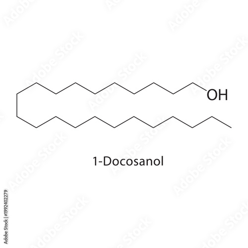 1-Docosanol skeletal structure. alcohol compound schematic illustration. Simple diagram, chemical formula.
