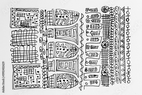Hand-Drawn pencil drawing patterns on a white background