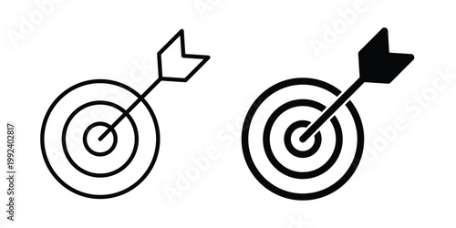 Goal icon design concept. Stroke and flat icons set