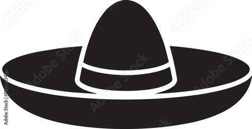 Sombrero vector illustration icon of traditional Mexican hat with wide brim and conical crown