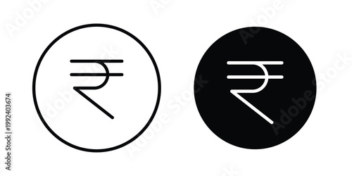 Indian rupee icon design concept. Stroke and flat icons set