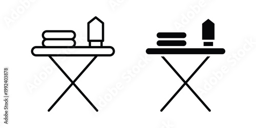 Ironing board icon design concept. Stroke and flat icons set