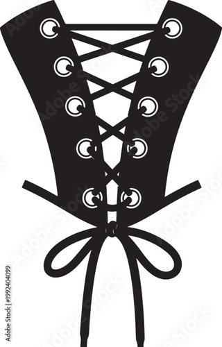 Foto Black corset front panel with lace-up detail and tied bow also transparent backg