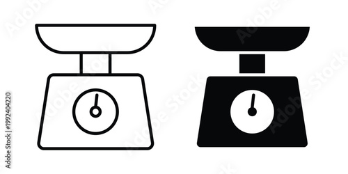 Kitchen scales icon design concept. Stroke and flat icons set