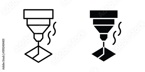 Laser machine icon design concept. Stroke and flat icons set