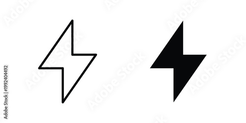 Lightning icon design concept. Stroke and flat icons set