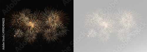 Obraz na płótnie golden firework flares with intricate starburst particles and radiant luminous t