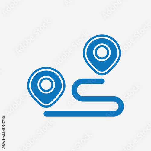 Route Navigation with Multiple Location Pins Line Icon
