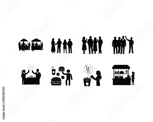 Scenes of social gatherings and food events in various settings
