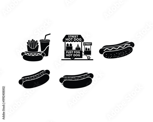 Delicious assortment of hot dogs with street food vibes and sides