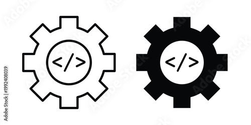 Optimization icon design concept. Stroke and flat icons set