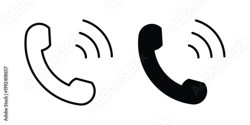 Phone call icon design concept. Stroke and flat icons set