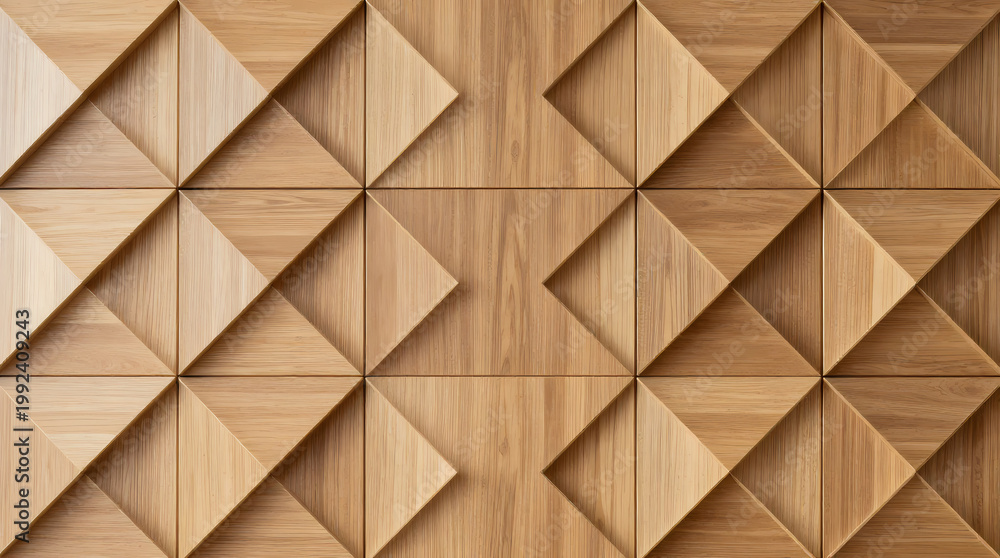 Obraz premium Dynamic textures of wooden paneling interior design wall art modern space close-up view aesthetic appeal