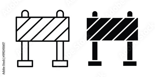 Roadblock icon design concept. Stroke and flat icons set
