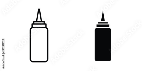 Sauce bottles icon design concept. Stroke and flat icons set