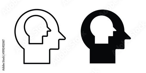 Self awareness icon design concept. Stroke and flat icons set