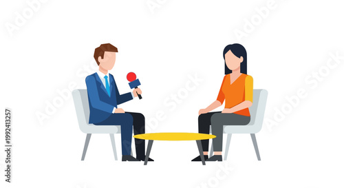 Businessman interviewing a woman in office.