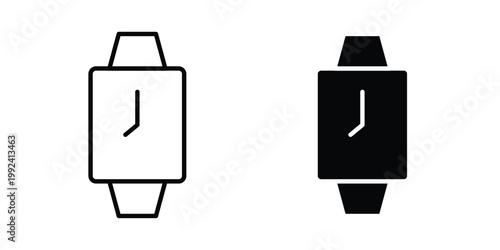 Smartwatch icon design concept. Stroke and flat icons set