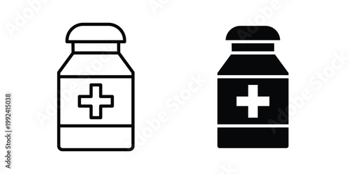 Supplement icon design concept. Stroke and flat icons set