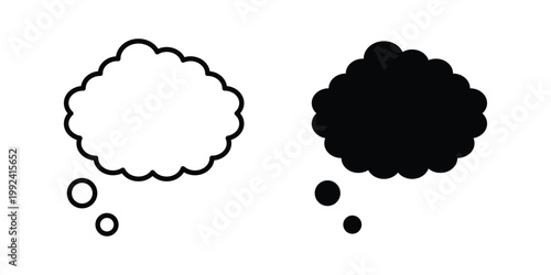 Think bubble icon design concept. Stroke and flat icons set