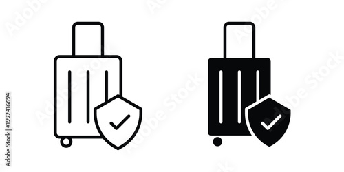 Travel insurance icon design concept. Stroke and flat icons set
