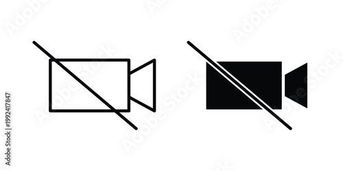 Video off icon design concept. Stroke and flat icons set