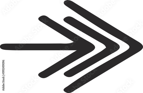 Black arrow with multiple lines symbol direction