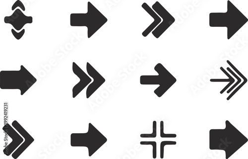 Black directional arrows set on white background