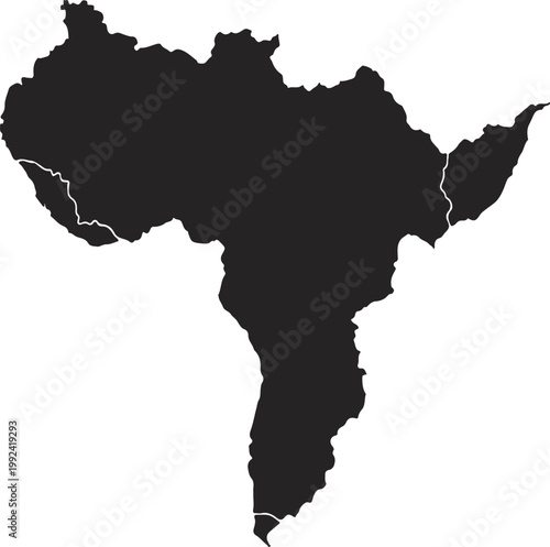 Black silhouette of the south american continent