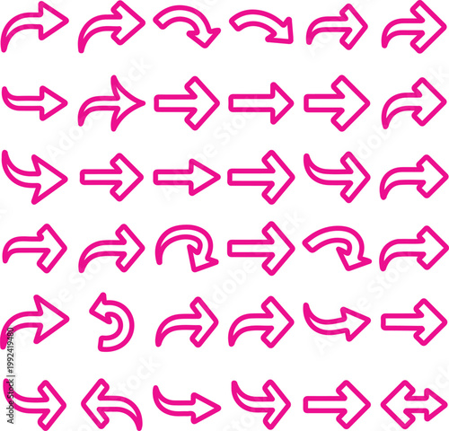 Collection of neon pink arrows in various styles