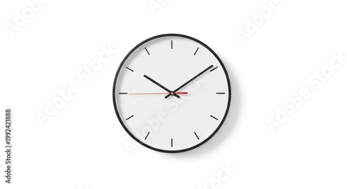 minimal wall clock isolated on white background, professional stock photography, clean minimal style, studio lighting, high detail

