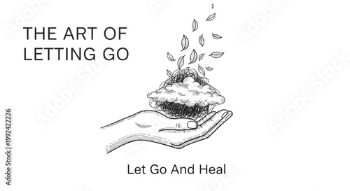 Mindfulness, meditation, letting go, healing, hand with leaves