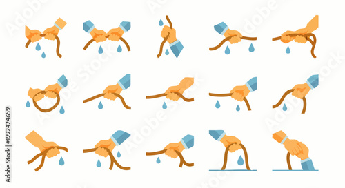 Set of 15 Animated Rope Knots and Twists for Visual Instruction and Design