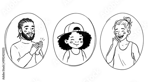 Hand-Drawn Portrait Illustrations of Diverse People - Sketch Style Character Portraits