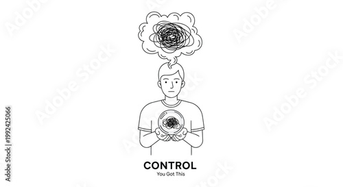 Mind control, thought leadership, vector illustration, empowerment concept, personal growth